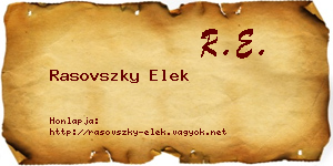 Rasovszky Elek névjegykártya